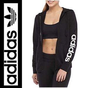 Adidas Zip Up Hooded Sweatshirt Jacket Hoodie Navy Blue Size XSmall